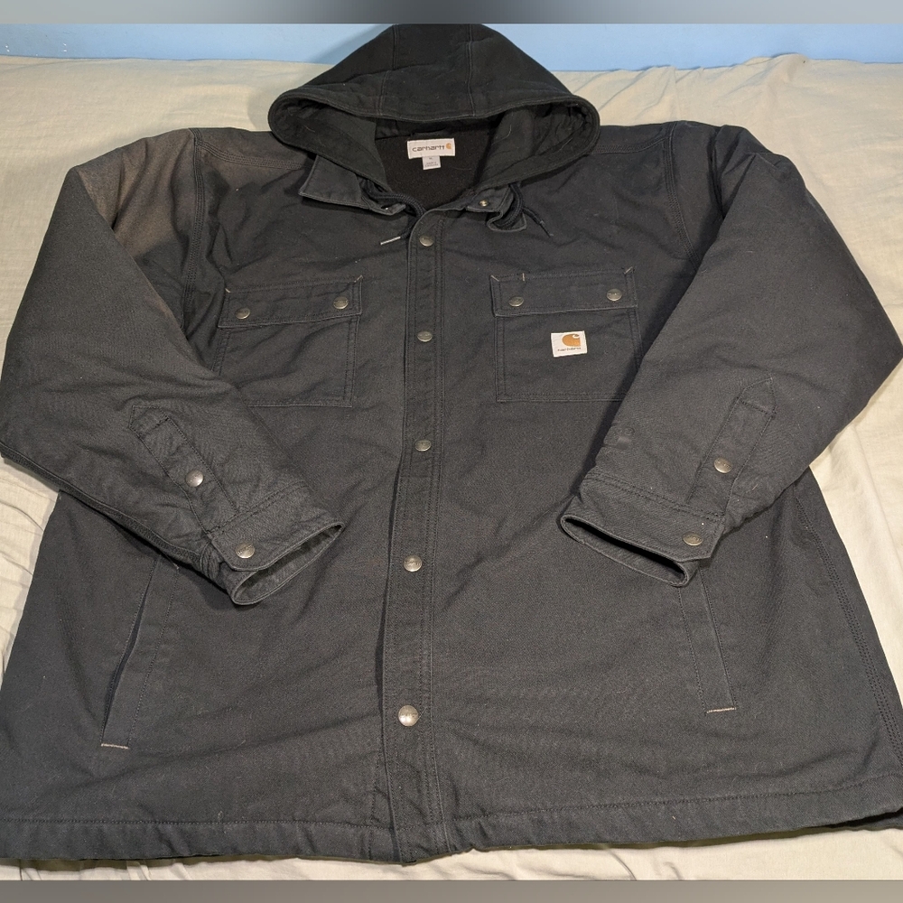 Carhartt Quick Duck Men's Black Hooded Field Jacket Size XL